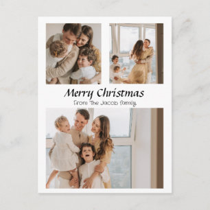 Christmas holidays Script Centered Three-Photo    Holiday Postcard