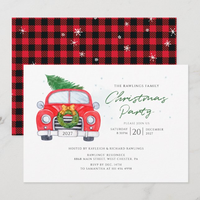 Christmas Holidays Script Family Party Invitation (Front/Back)