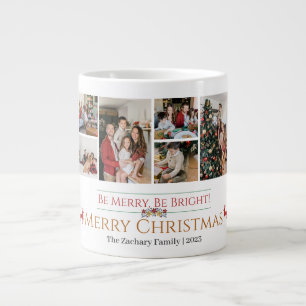 Christmas holidays Script Family Photo Collage Giant Coffee Mug