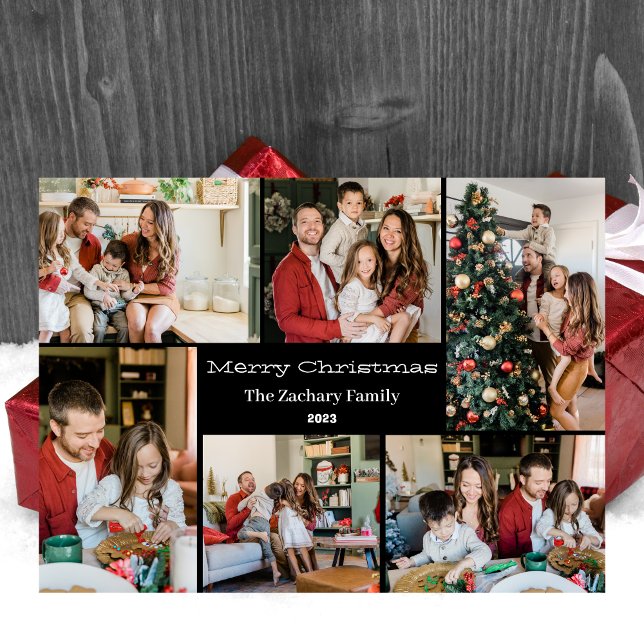  Christmas holidays Script Family Photo Collage Holiday Card (Creator Uploaded)
