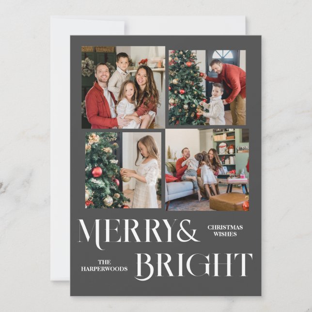  Christmas holidays Script Family Photo Collage Holiday Card (Front)