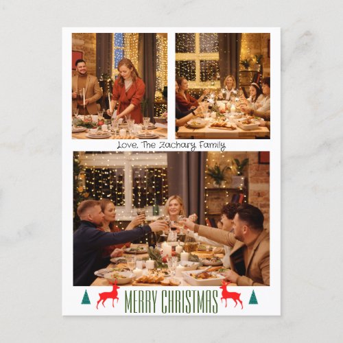  Christmas holidays Script Family Three Photo  Holiday Postcard