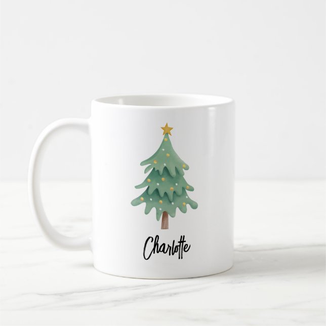 Christmas Holidays Script Personalized Coffee Mug (Left)