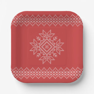 Christmas holidays seasonal snowflake craft paper plates