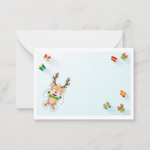 Christmas Holidays Snow Angel Reindeer Note Card