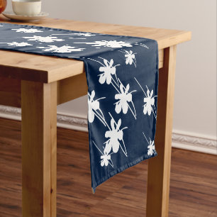 Christmas Holidays snowflakes pattern navy blue Short Table Runner