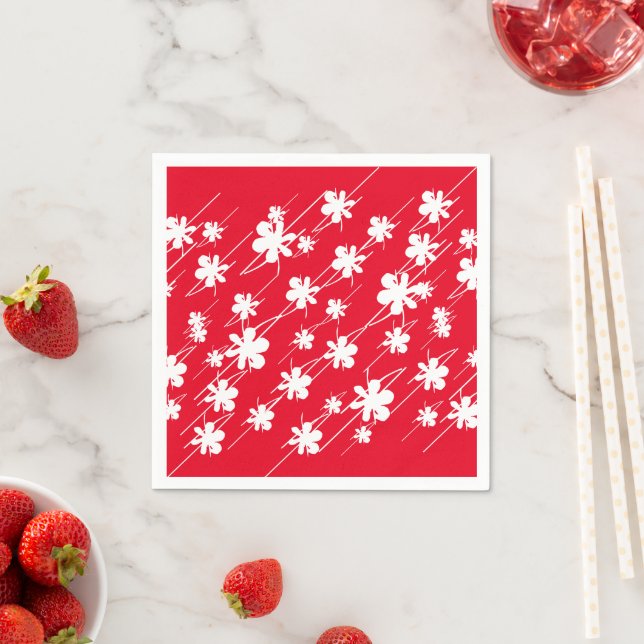 Christmas Holidays snowflakes pattern red white Napkins (Insitu)
