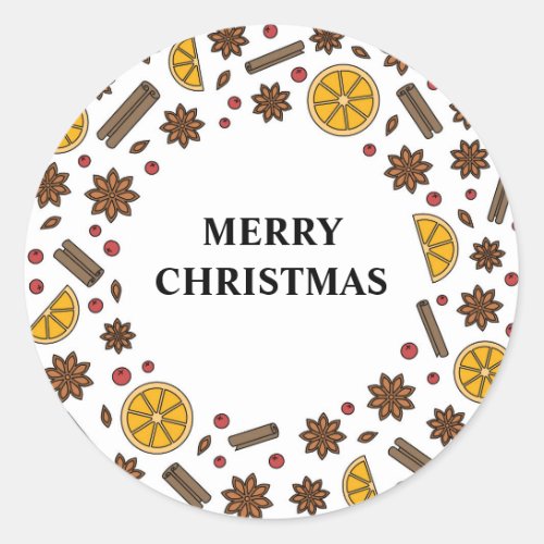 Christmas holidays spices taste and smell doodles classic round sticker