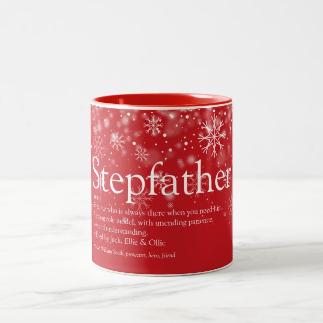 Christmas Holidays Stepfather Stepdad Definition Two-Tone Coffee Mug (Center)
