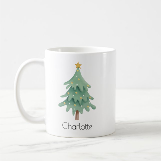 Christmas Holidays Tree Simple Festive Coffee Mug (Left)