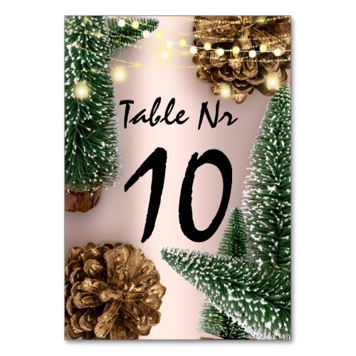 Christmas Holidays Tree Snow Rose Lights Table Number