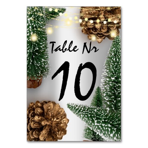 Christmas Holidays Tree Snow Silver Lights Table Number