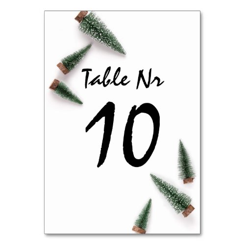 Christmas Holidays Tree Snow White Minimalism Table Number