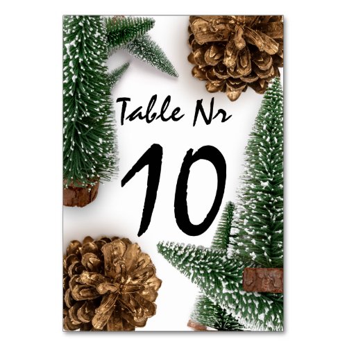 Christmas Holidays Tree Snow White Natural Table Number