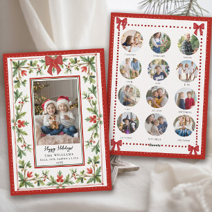 Christmas Holidays Whimsical Bow Botanical Photo Holiday Card