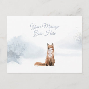 Christmas Holidays Winter Fox Elegant Script Postcard