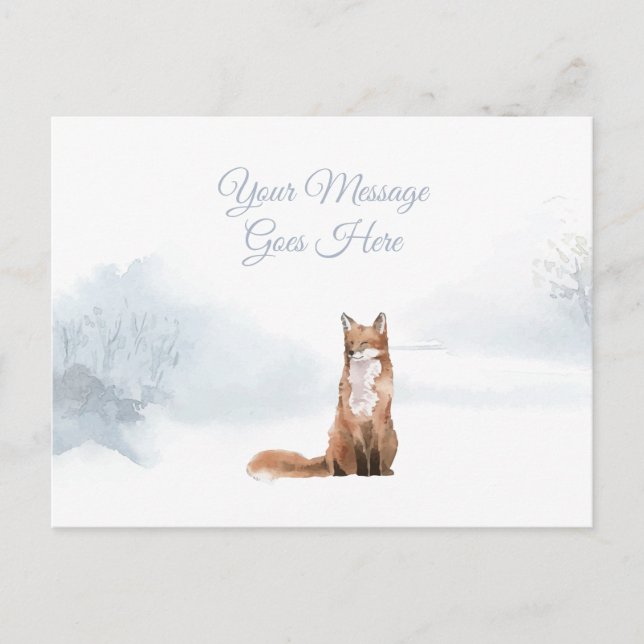 Christmas Holidays Winter Fox Elegant Script Postcard (Front)
