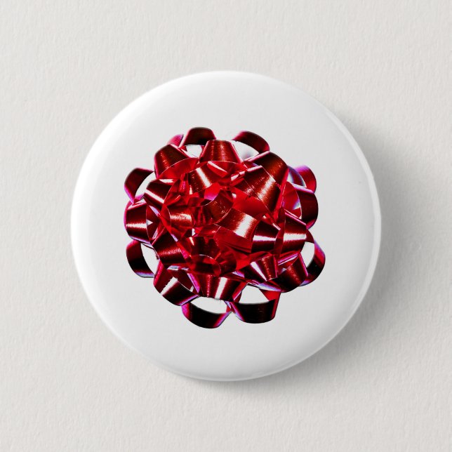 Christmas Holidays Winter Red Christmas Bow Pinback Button (Front)