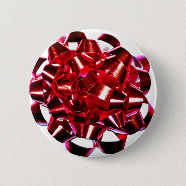 Christmas Holidays Winter Red Christmas Ribbon Pinback Button (Front)