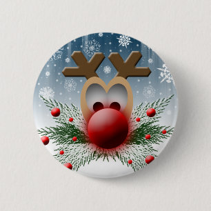 Christmas Holidays Winter Reindeer Pinback Button