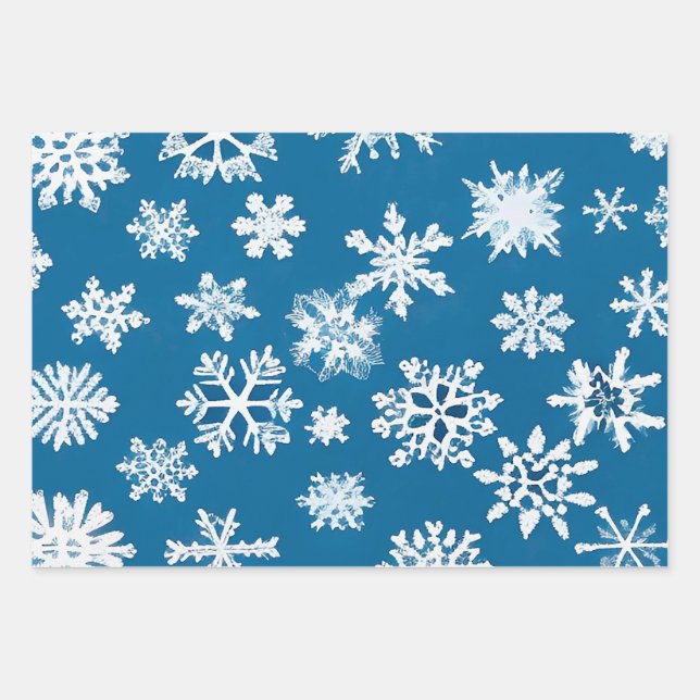Christmas Holidays Winter Snowflake Pattern Xmas Wrapping Paper Sheets (Front)