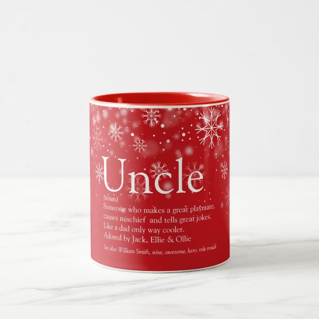 Christmas Holidays World's Best  Uncle Definition Two-Tone Coffee Mug (Center)