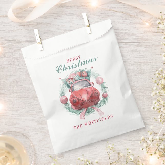 Christmas Holidays Wreath Red Car Matching Favor Bag (Clipped)
