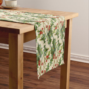 Christmas Holliday Holly Berry Short Table Runner