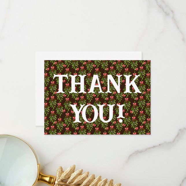Christmas Hollies - Thank You Card (Front/Back In Situ)