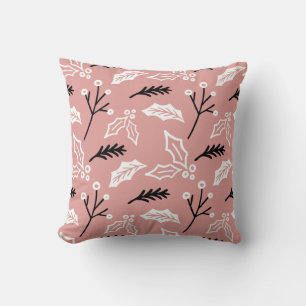 Christmas Hollies Throw Pillow