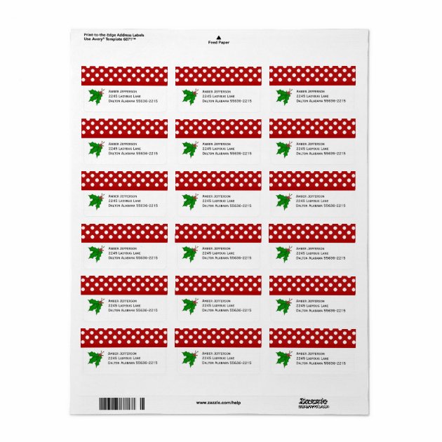 Christmas Holly Address Labels
