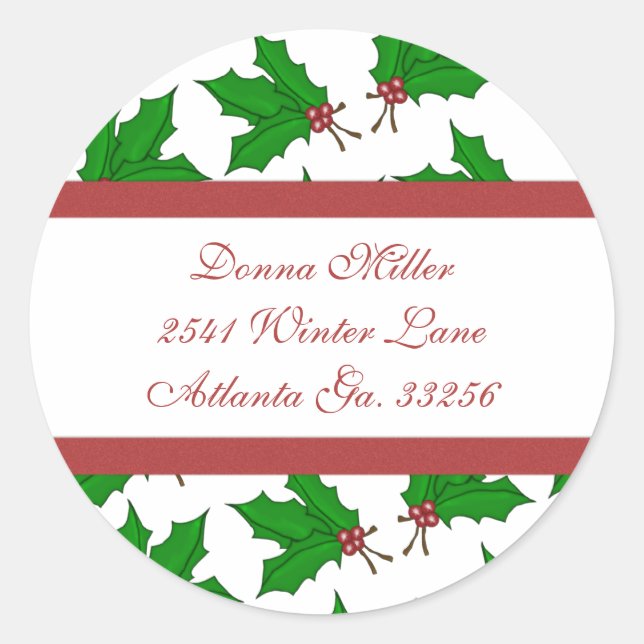 Christmas Holly Address Labels (Front)