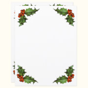 Christmas Holly and Berries Letter Paper