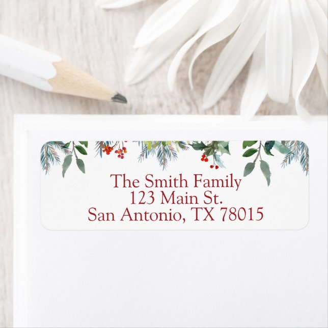 Christmas Holly and Berries Return Address Label (Insitu)