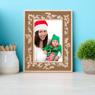 Christmas Holly and Berries Wreath Border Engraved Frames