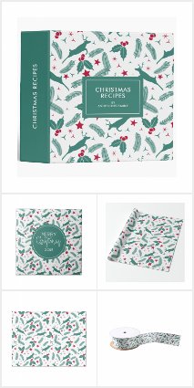 Christmas holly and Christmas deer pattern