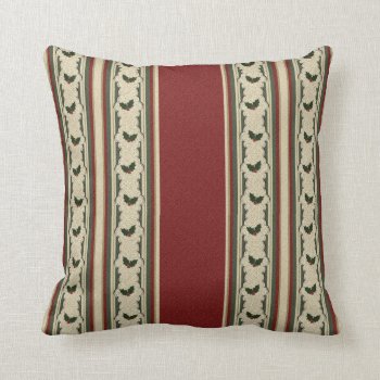 Christmas Holly And Cranberry Red Throw Pillow by kitandkaboodle at Zazzle
