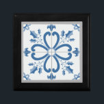 Christmas holly and flowers petals blue tile gift box<br><div class="desc">Holly, with green foliage with pointed edges and round red fruits, is typically used in Christmas decorations. Holly's ability to resist cold and snow was interpreted as a symbol of immortality and protection by the Celtics. The Romans also collected holly, which they offered to Saturn during the Saturnalia festivities, very...</div>