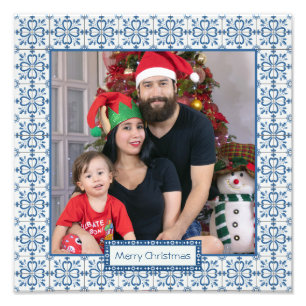 Christmas holly and flowers petals tiles frame photo print