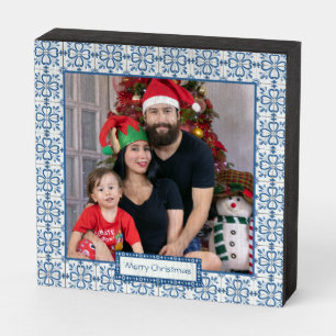 Christmas holly and flowers petals tiles frame wooden box sign