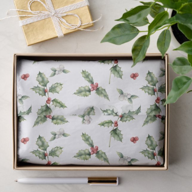 Christmas Holly and Mistletoe Tissue Paper (Gift)
