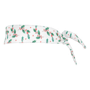 Christmas holly and red berries pattern tie headband