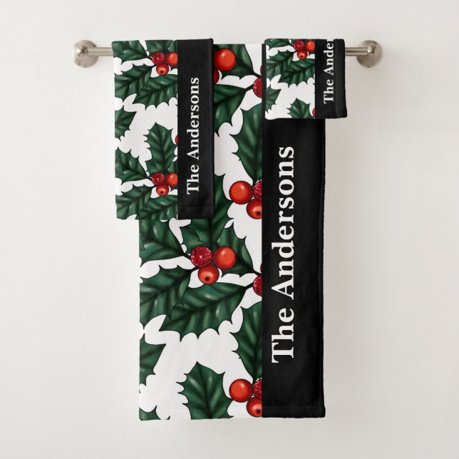 Christmas Holly Bath Towel Set (Insitu)