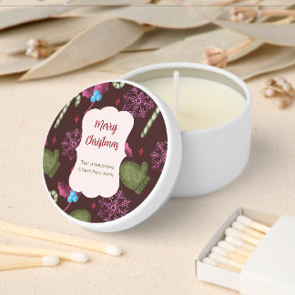 Christmas Holly Berries and Mittens Mini Candle Favors