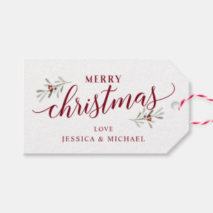Christmas Holly Berries Elegant Merry Christmas Gift Tags