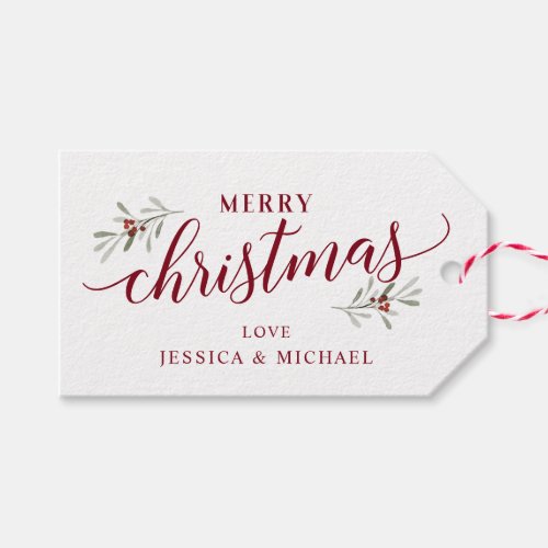 Christmas Holly Berries Elegant Merry Christmas Gift Tags