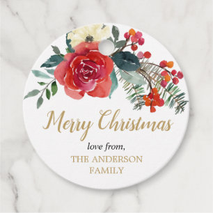 Christmas holly berries floral greenery gift tags