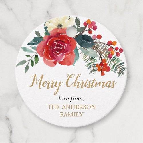 Christmas holly berries floral greenery gift tags