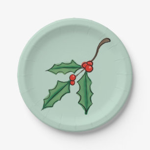 Christmas Holly Berries Paper Plates
