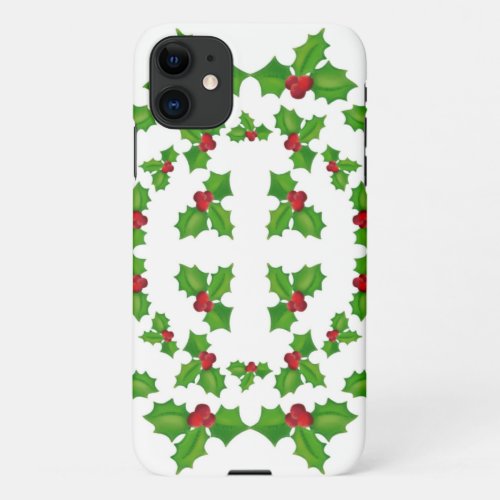 Christmas Holly Berries Pattern iPhone Case